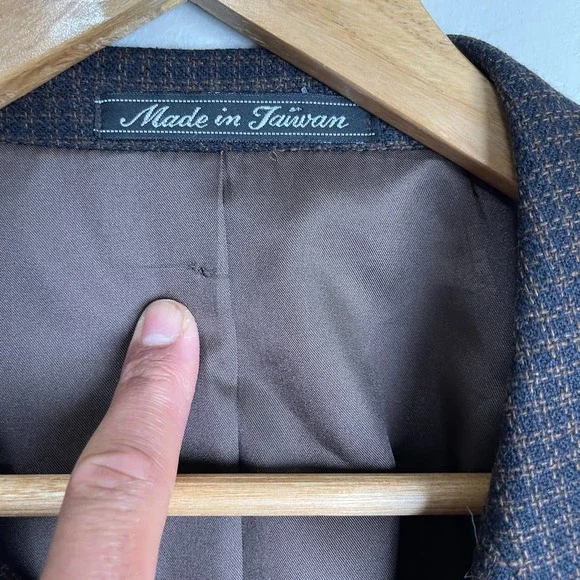 Pierre Balmain Wool Hounds Tooth Single Breasted Two Button Blazer Brown 43R - Picture 3 of 8